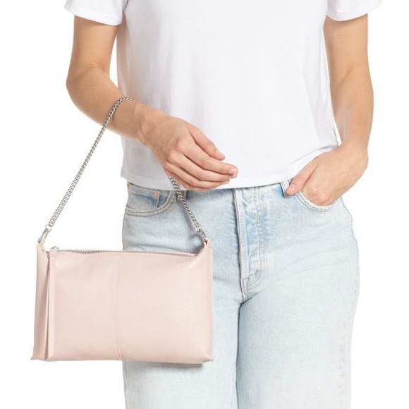 AllSaints Pink Leather Convertible Crossbody Shoulder Bag w Chain Strap NWT - Picture 4 of 12